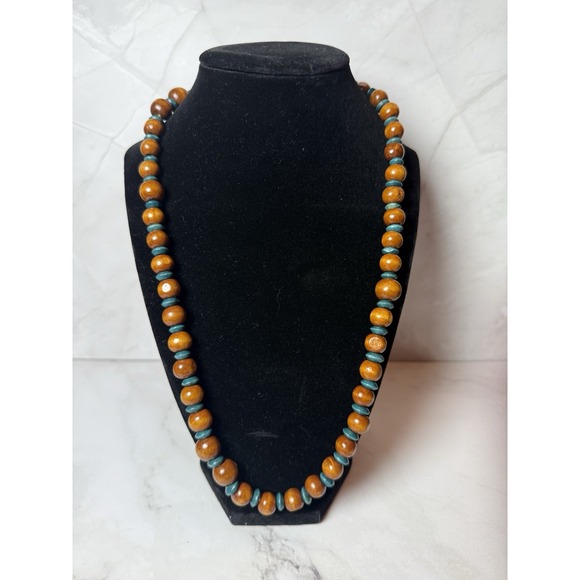 Jewelry - handmade brown and green chunky beaded necklace